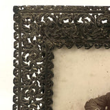 Young Man in Folk Art Chair, Antique Cabinet Card in Period Repousse Easel Frame
