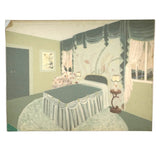The Green Bedroom: Gouache on Board Vintage Art/Design School Interior Study