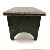 Petite and Very Sweet Primitive 19th Century Cricket Stool in Old Green Paint