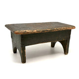 Petite and Very Sweet Primitive 19th Century Cricket Stool in Old Green Paint