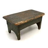Petite and Very Sweet Primitive 19th Century Cricket Stool in Old Green Paint