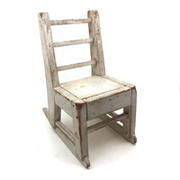 SOLD Beautifully Constructed Old Folk Art Doll Rocker in White Paint