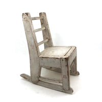 SOLD Beautifully Constructed Old Folk Art Doll Rocker in White Paint