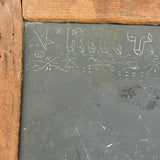 19th Century Small Size Handmade School Slate with Charming Etched Monogram, Stars and Shapes