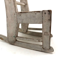 SOLD Beautifully Constructed Old Folk Art Doll Rocker in White Paint