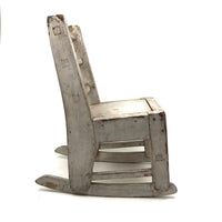 SOLD Beautifully Constructed Old Folk Art Doll Rocker in White Paint