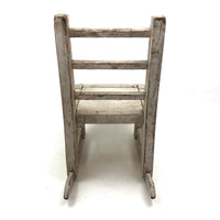 SOLD Beautifully Constructed Old Folk Art Doll Rocker in White Paint