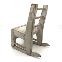 SOLD Beautifully Constructed Old Folk Art Doll Rocker in White Paint