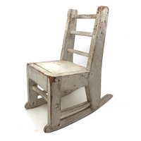 SOLD Beautifully Constructed Old Folk Art Doll Rocker in White Paint