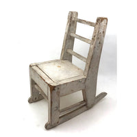 SOLD Beautifully Constructed Old Folk Art Doll Rocker in White Paint