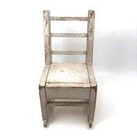 SOLD Beautifully Constructed Old Folk Art Doll Rocker in White Paint
