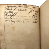 1832-39 Young Man's College Expenses (and $ from Parents) Leather Covered Notebook