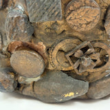 Dark and Craggy Antique Stoneware/Redware Memory Jug, Sealed Forever