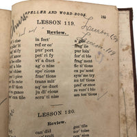 James McFarland's c. 1900 Speller and Word Book with Good Endpage Lettering and Scribbles