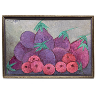 Radiant Eggplant Still Life by Haitian Artist Calixte Henry, 1980