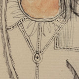 Delicately Rendered 1880s Pennsylvania Folk Ink and Watercolor Ledger Drawing of Native American Chief (Copy)