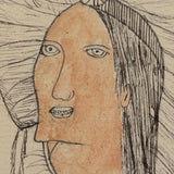 Delicately Rendered 1880s Pennsylvania Folk Ink and Watercolor Ledger Drawing of Native American Chief (Copy)