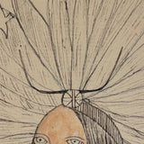 Delicately Rendered 1880s Pennsylvania Folk Ink and Watercolor Ledger Drawing of Native American Chief (Copy)