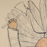 Delicately Rendered 1880s Pennsylvania Folk Ink and Watercolor Ledger Drawing of Native American Chief (Copy)