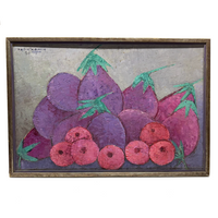 Radiant Eggplant Still Life by Haitian Artist Calixte Henry, 1980