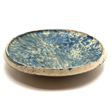 Big, Beautiful Antique French Country Hand-thrown Stoneware Bowl/Platter in Painterly Marble-Spatter Glaze