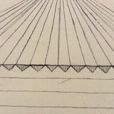 (Freehand) Line and Form: 1880s Pennsylvania German Ink Drawing of Cabin with Conical Roof and Perfect Picket Fence