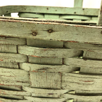 Splint Gathering Basket in Wonderful Old Seafoam Green Paint