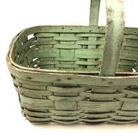 Splint Gathering Basket in Wonderful Old Seafoam Green Paint