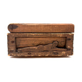 Ultra Folky Old Hand-carved Wooden Sweetheart Box with Portrait, Nude, Houses, Bottle, and Butterfly!