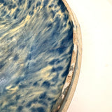 Big, Beautiful Antique French Country Hand-thrown Stoneware Bowl/Platter in Painterly Marble-Spatter Glaze