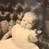 Curious c. 1870s Baby Portrait with (Hidden Mother’s?) Hand, T.S. Estabrook, Brooklyn Ferrotype 