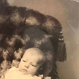 Curious c. 1870s Baby Portrait with (Hidden Mother’s?) Hand, T.S. Estabrook, Brooklyn Ferrotype 