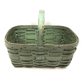 Splint Gathering Basket in Wonderful Old Seafoam Green Paint