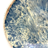 Big, Beautiful Antique French Country Hand-thrown Stoneware Bowl/Platter in Painterly Marble-Spatter Glaze