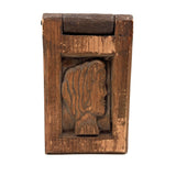 Ultra Folky Old Hand-carved Wooden Sweetheart Box with Portrait, Nude, Houses, Bottle, and Butterfly!