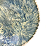 Big, Beautiful Antique French Country Hand-thrown Stoneware Bowl/Platter in Painterly Marble-Spatter Glaze