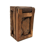Ultra Folky Old Hand-carved Wooden Sweetheart Box with Portrait, Nude, Houses, Bottle, and Butterfly!