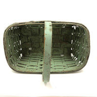 Splint Gathering Basket in Wonderful Old Seafoam Green Paint