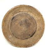 Big, Beautiful Antique French Country Hand-thrown Stoneware Bowl/Platter in Painterly Marble-Spatter Glaze