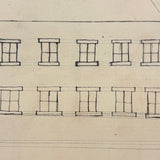 House with Twelve Windows, 1880s Pennsylvania Ledger Drawing on Laid