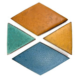Four Gorgeous Thick, Matte Glazed Geometric Tiles. c. 1920s-40s