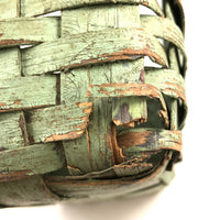 Splint Gathering Basket in Wonderful Old Seafoam Green Paint