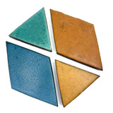 Four Gorgeous Thick, Matte Glazed Geometric Tiles. c. 1920s-40s