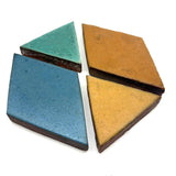 Four Gorgeous Thick, Matte Glazed Geometric Tiles. c. 1920s-40s