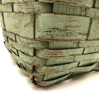 Splint Gathering Basket in Wonderful Old Seafoam Green Paint