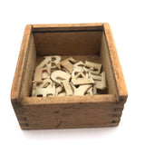 Antique Bone Alphabet, Complete, in Slide Top Box 