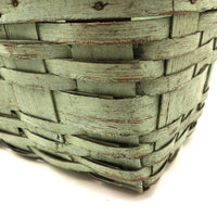 Splint Gathering Basket in Wonderful Old Seafoam Green Paint