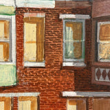 Row Houses, Three Styles, c. 1940s Acrylic on Board Painting, Presumed Allentown PA