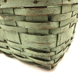 Splint Gathering Basket in Wonderful Old Seafoam Green Paint