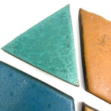 Four Gorgeous Thick, Matte Glazed Geometric Tiles. c. 1920s-40s